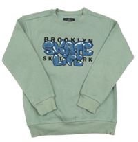 Světlekhaki mikina s graffiti nápisy Matalan