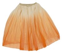 Oranžová ombré plisovaná tylová sukně se zlatým pasem C&A