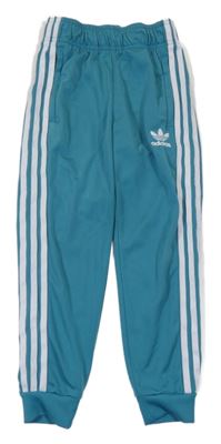 Modrozeleno-bílé sportovní tepláky Adidas