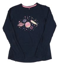 Tmavomodré pyžamové triko s planetami HEMA