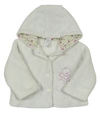 Bílý chlupatý zateplený kojenecký kabátek s kačenkou a kapucí C&A