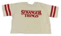 Béžové crop tričko s nápisem - Stranger Things H&M