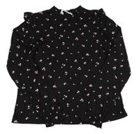 Černé květované triko H&M