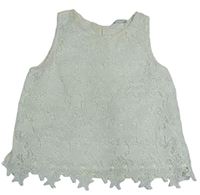 Smetanový krajkový crop top s hvězdami H&M