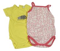 2x body - žluté s dinosaury + bílé se zvířaty