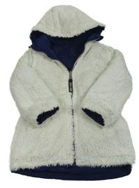 Bílá kožešinová zateplená oboustranná parka s kapucí DKNY