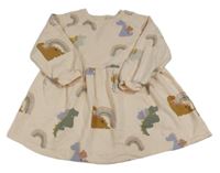 Světlerůžové teplákové šaty s dinosaury a duhami zn. Next