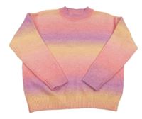 Růžovo-lila-oranžový vlněný svetr F&F