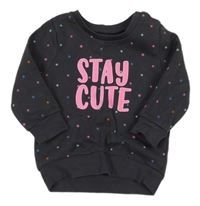 Antracitová puntíkatá mikina s nápisem Dunnes