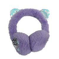 Levandulové kožešinové klapky na uši s překlápěcími flitry