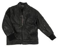 Černá koženková zateplená bunda