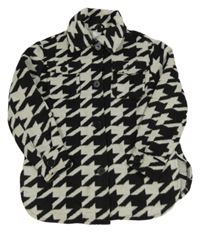 Černo-šedá vzorovaná vlněná košilová bunda Primark