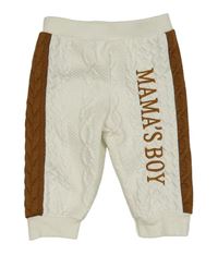 Bílo-hnědé vzorované tepláky s nápisem