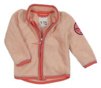 Růžová huňatá propínací mikina