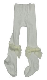 Bílé punčocháče s mašlemi