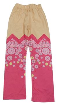 Béžovo-tmavorůžové legíny s puntíky