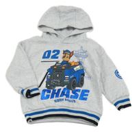 Světlešedá melírovaná mikina s Chasem a kapucí Nickelodeon