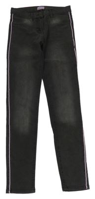 Antracitové skinny rifle s pruhem Alive