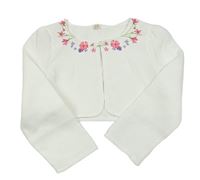 Smetanové žebrované bolerko s květinami