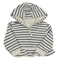 Bílo-tmavomodrá pruhovaná propínací mikina s třešněmi a kapucí M&S