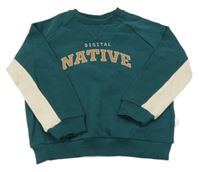 Tmavozeleno-béžová mikina s nápisem M&S