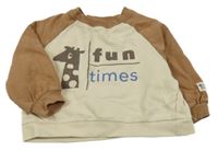 Béžovo-hnědá oversize mikina s žirafou a nápisem Next