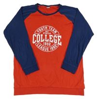 Červeno-tmavomodrá lehká mikina s nápisem LC Waikiki