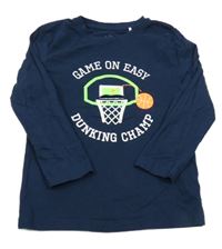 Tmavomodré triko s basketbalovým míčem a košem Topolino