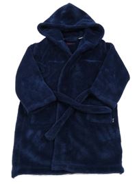 Tmavomodrý chlupatý župan s kapucí Jasper Conran