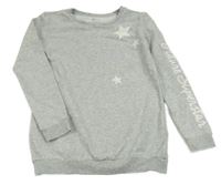 Šedá melírovaná mikina s hvězdami z kamínků a třpytek H&M