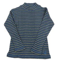 Tmavomodro-zlaté pruhované žebrované triko se stojáčkem