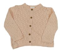 Růžový perforovaný propínací svetr Next