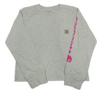 Světlešedé melírované triko s kapsou Carharrt