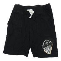 Černé bavlněné kraťasy s levhartem H&M