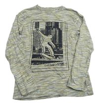 Béžovo-šedé melírované triko s potiskem Yigga