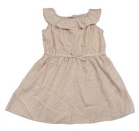 Béžové puntíkaté lehké šaty s límečkem H&M