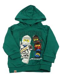 Tmavozelená mikina s lego Ninjago a kapucí 