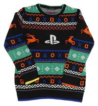 Černo-barevný vzorovaný svetr s PlayStation George
