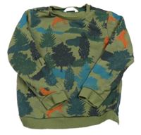 Khaki mikina se stromy a vlky M&S