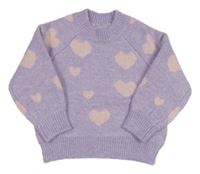 Lila svetr se srdíčky Matalan