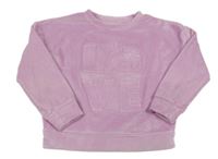 Růžová plyšová mikina s nápisem a jednorožcem Matalan