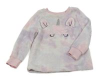 Růžovo-lila plyšové pyžamové triko s jednorožcem George