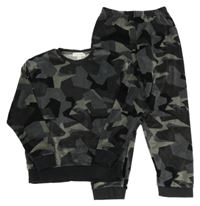 Černo-šedé vzorované plyšové pyžamo M&S