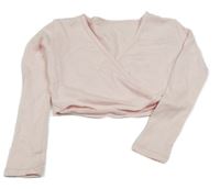 Světlerůžové zavinovací crop triko 