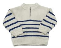 Smetanovo-tmavomodrý pruhovaný svetr M&S