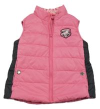 Růžovo-černá šusťáková zateplená vesta s nášivkou Crane