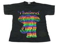 Černé tričko s barevným slonem 