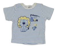 Bílo-modré pruhované tričko s lvem Ergee