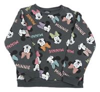 Tmavošedá mikina s Minnie a barevnými nápisy Disney