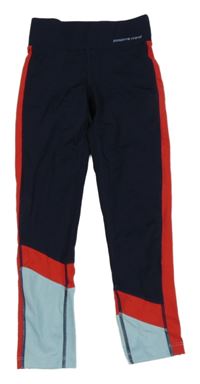 Tmavomodro-červeno-modré sportovní legíny 